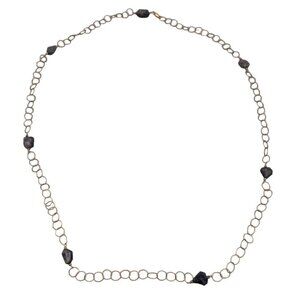 14k Gold Filled Labradorite Station Circle Chain Necklace 40 Inches